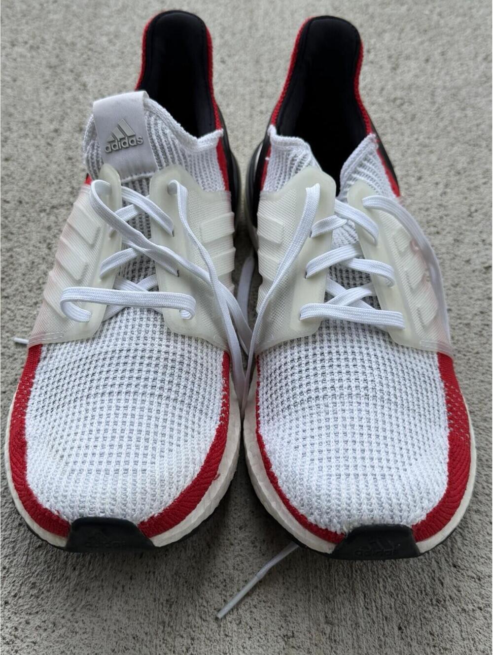 Adidas Ultraboost 19 Running Shoes Men’s 11.5 White Red Black Continental - Picture 3 of 9